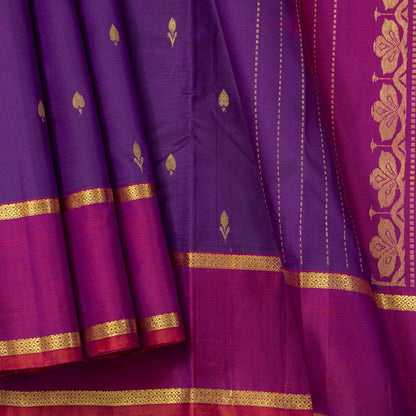 Purple And Magenta Kanchipuram Silk Saree For Festive Wear PV NYC 1872 - Silk Sari - Panjavarnam PV NYC 1872