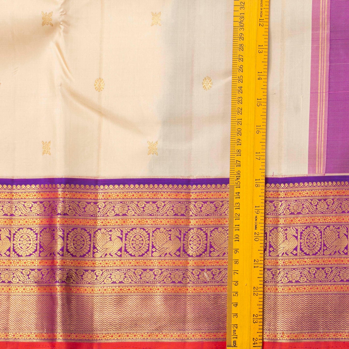 Off White And Purple Kanchipuram Silk Saree For Festive Wear PV NYC 1746 - Silk Sari - Panjavarnam PV NYC 1746