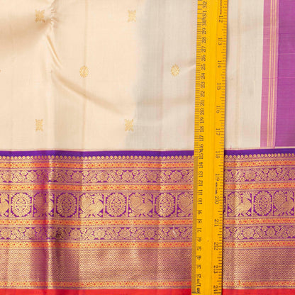 Off White And Purple Kanchipuram Silk Saree For Festive Wear PV NYC 1746 - Silk Sari - Panjavarnam PV NYC 1746
