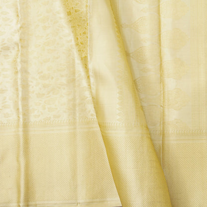 Off White Kanchipuram Silk Saree For Wedding Wear PV NYC 1832 - Silk Sari - Panjavarnam PV NYC 1832
