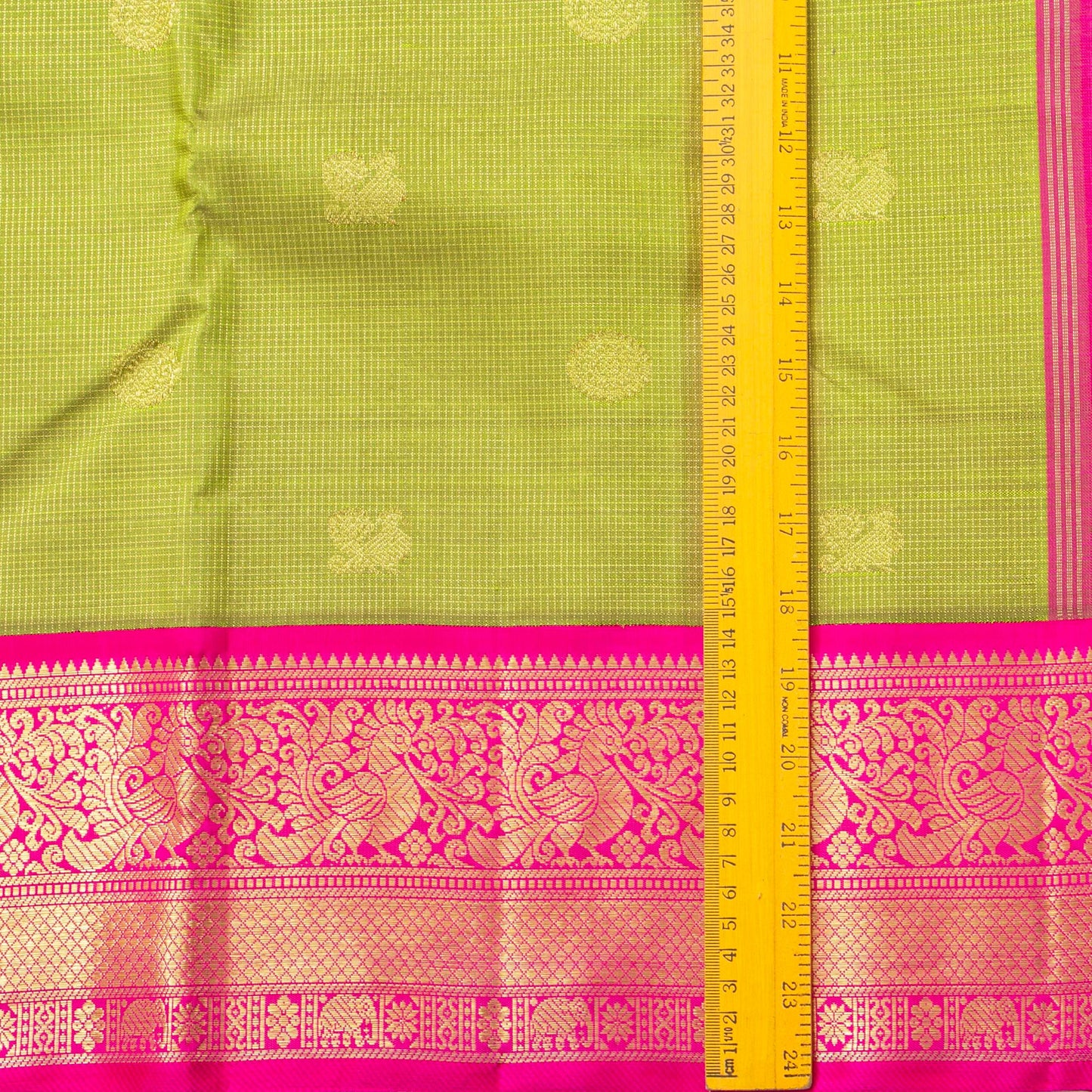 Green And PInk Kanchipuram Silk Saree For Wedding Wear PV NYC 1908 - Silk Sari - Panjavarnam PV NYC 1908
