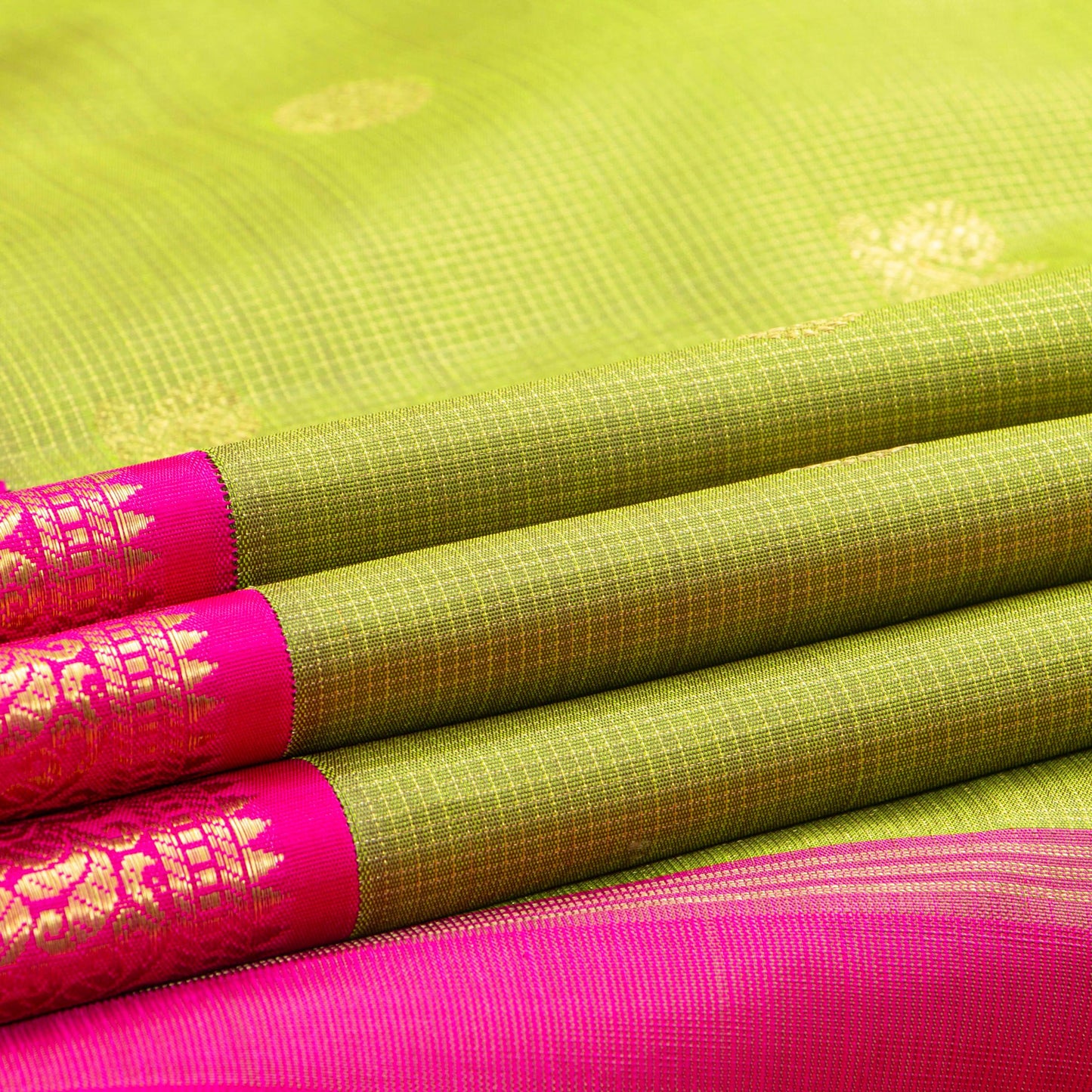 Green And PInk Kanchipuram Silk Saree For Wedding Wear PV NYC 1908 - Silk Sari - Panjavarnam PV NYC 1908