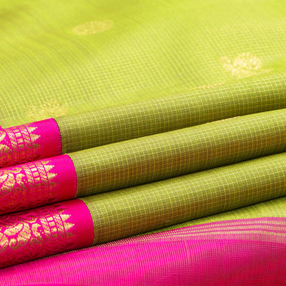 Green And PInk Kanchipuram Silk Saree For Wedding Wear PV NYC 1908 - Silk Sari - Panjavarnam PV NYC 1908