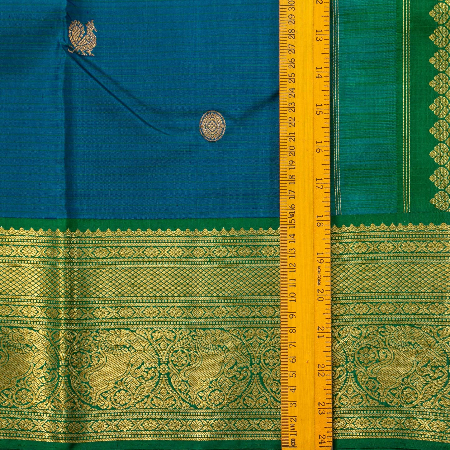 Mayilkazhuthu Blue And Green Kanchipuram Silk Saree For Festive Wear PV NYC 1930 - Silk Sari - Panjavarnam PV NYC 1930
