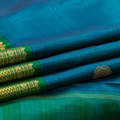 Mayilkazhuthu Blue And Green Kanchipuram Silk Saree For Festive Wear PV NYC 1930 - Silk Sari - Panjavarnam PV NYC 1930