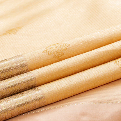 Off White Kanchipuram Silk Saree For Wedding Wear PV NYC 1883 - Silk Sari - Panjavarnam PV NYC 1883