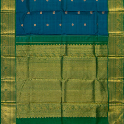 Mayilkazhuthu Blue And Green Kanchipuram Silk Saree For Festive Wear PV NYC 1930 - Silk Sari - Panjavarnam PV NYC 1930