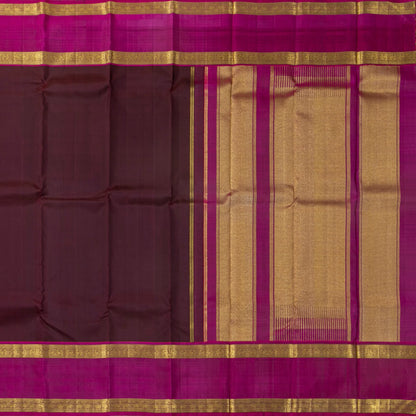 Brown And Pink Kanchipuram Silk Saree For Festive Wear PV NYC 1922 - Silk Sari - Panjavarnam PV NYC 1922