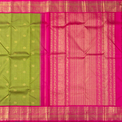Green And PInk Kanchipuram Silk Saree For Wedding Wear PV NYC 1908 - Silk Sari - Panjavarnam PV NYC 1908