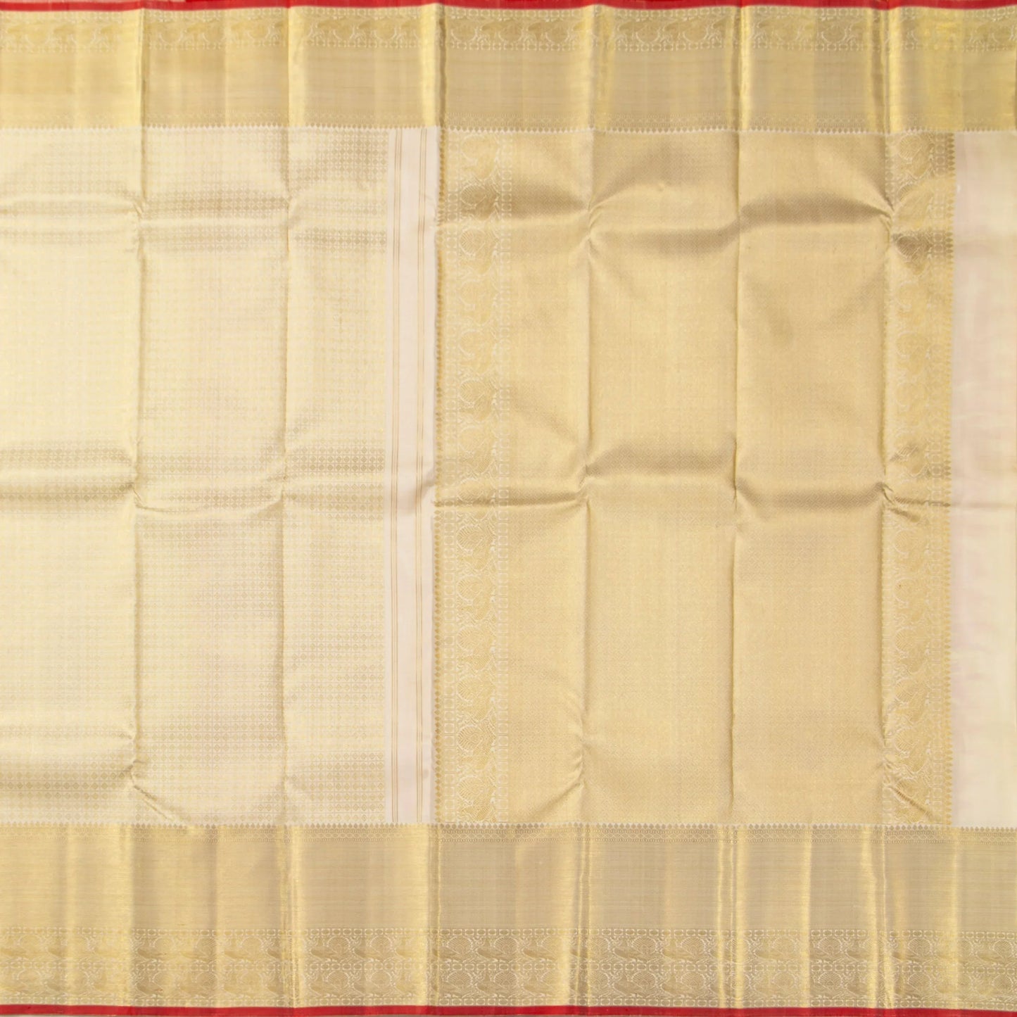 Off White Kanchipuram Silk Saree For Wedding Wear PV NYC 1926 - Silk Sari - Panjavarnam PV NYC 1926