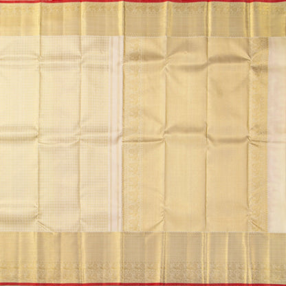 Off White Kanchipuram Silk Saree For Wedding Wear PV NYC 1926 - Silk Sari - Panjavarnam PV NYC 1926