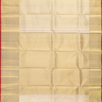Off White Kanchipuram Silk Saree For Wedding Wear PV NYC 1926 - Silk Sari - Panjavarnam PV NYC 1926