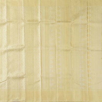 Off White Kanchipuram Silk Saree For Wedding Wear PV NYC 1832 - Silk Sari - Panjavarnam PV NYC 1832