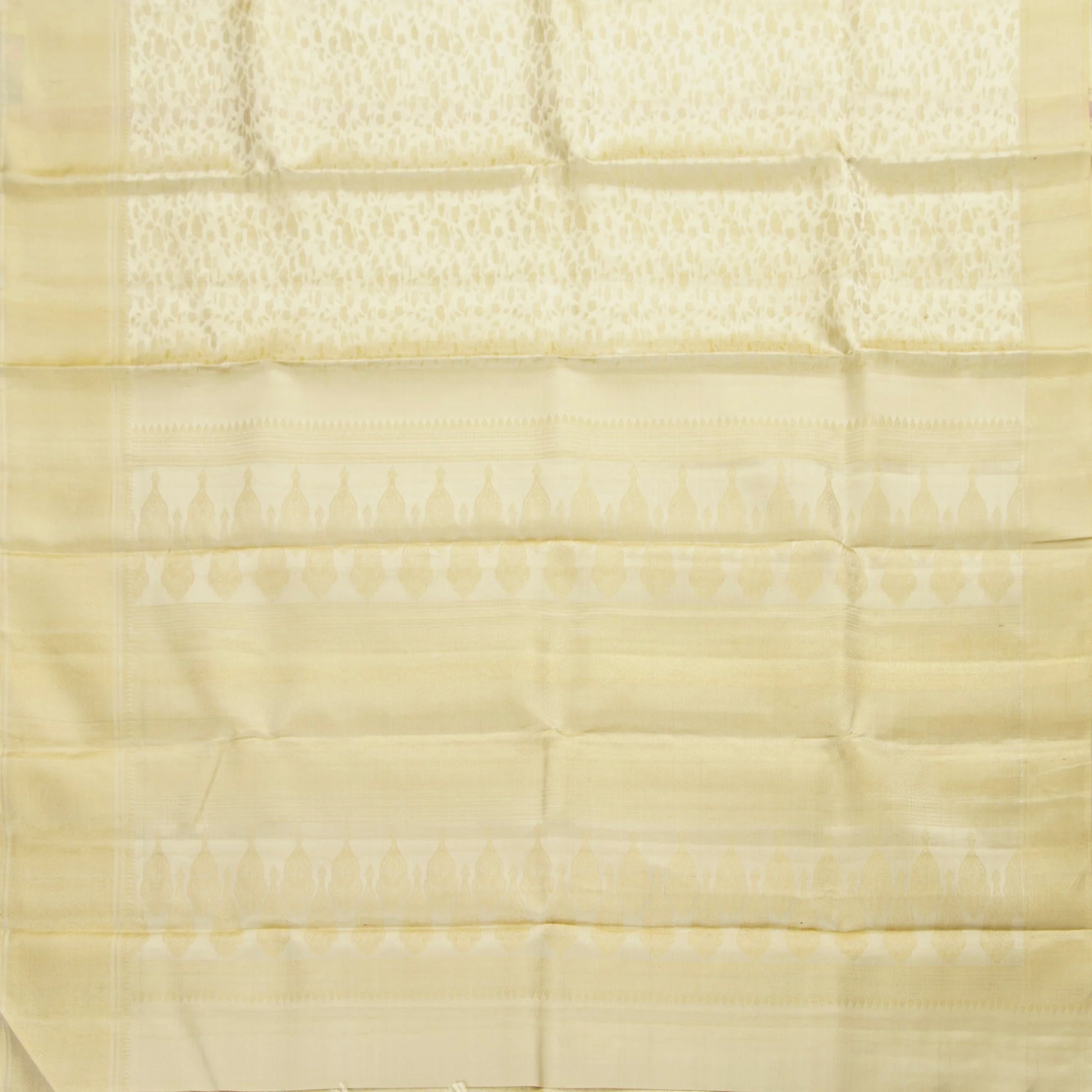 Off White Kanchipuram Silk Saree For Wedding Wear PV NYC 1832 - Silk Sari - Panjavarnam PV NYC 1832