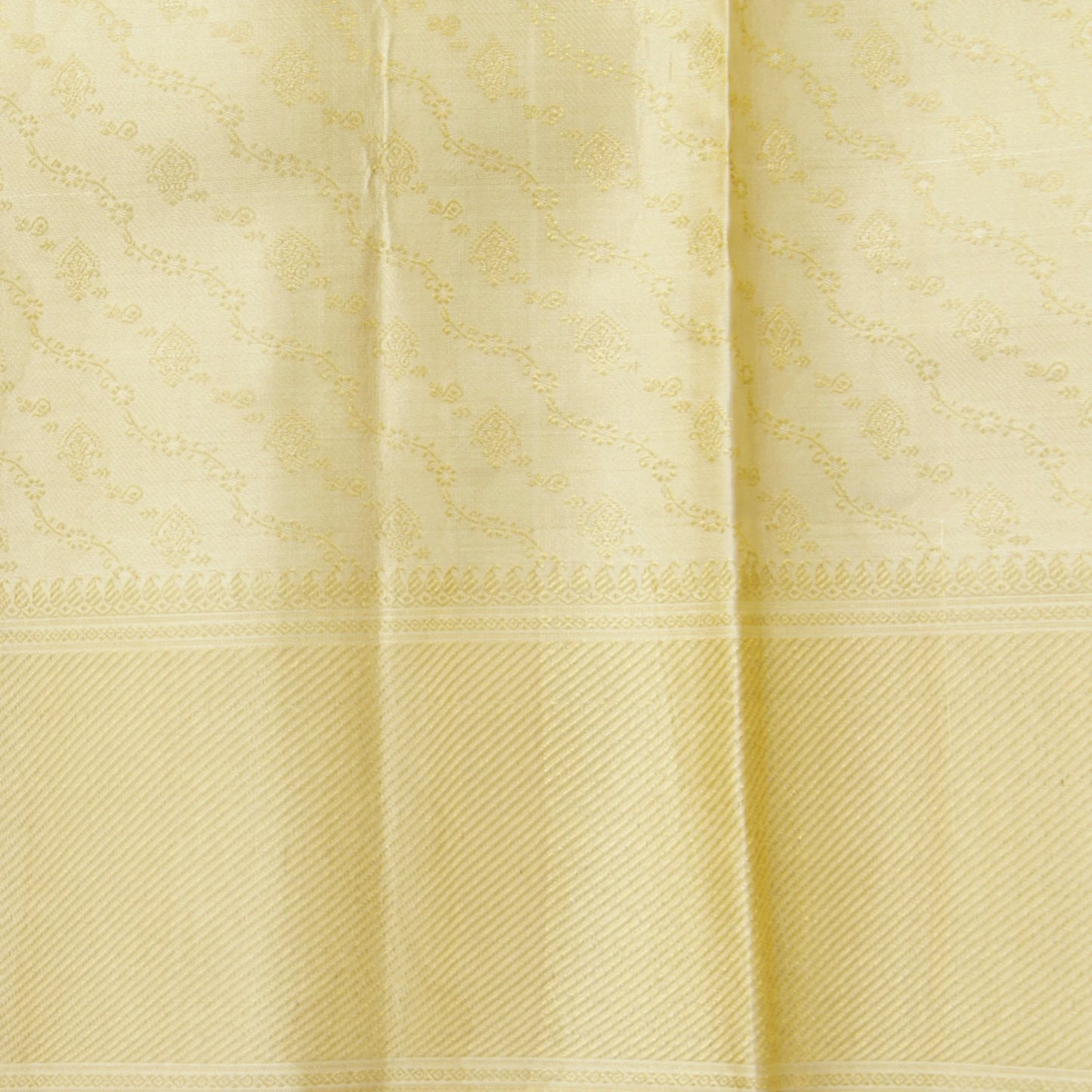 Off White Kanchipuram Silk Saree For Wedding Wear PV NYC 1832 - Silk Sari - Panjavarnam PV NYC 1832