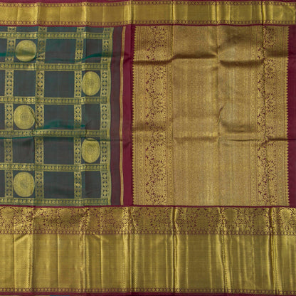 Manthulir Green And Maroon Kanchipuram Silk Saree For Wedding Wear PV NYC 1917 - Silk Sari - Panjavarnam PV NYC 1917