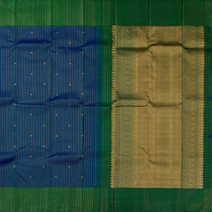 Mayilkazhuthu Blue With Green Kanchipuram Silk Saree For Festive Wear PV NYC 1804 - Silk Sari - Panjavarnam PV NYC 1804