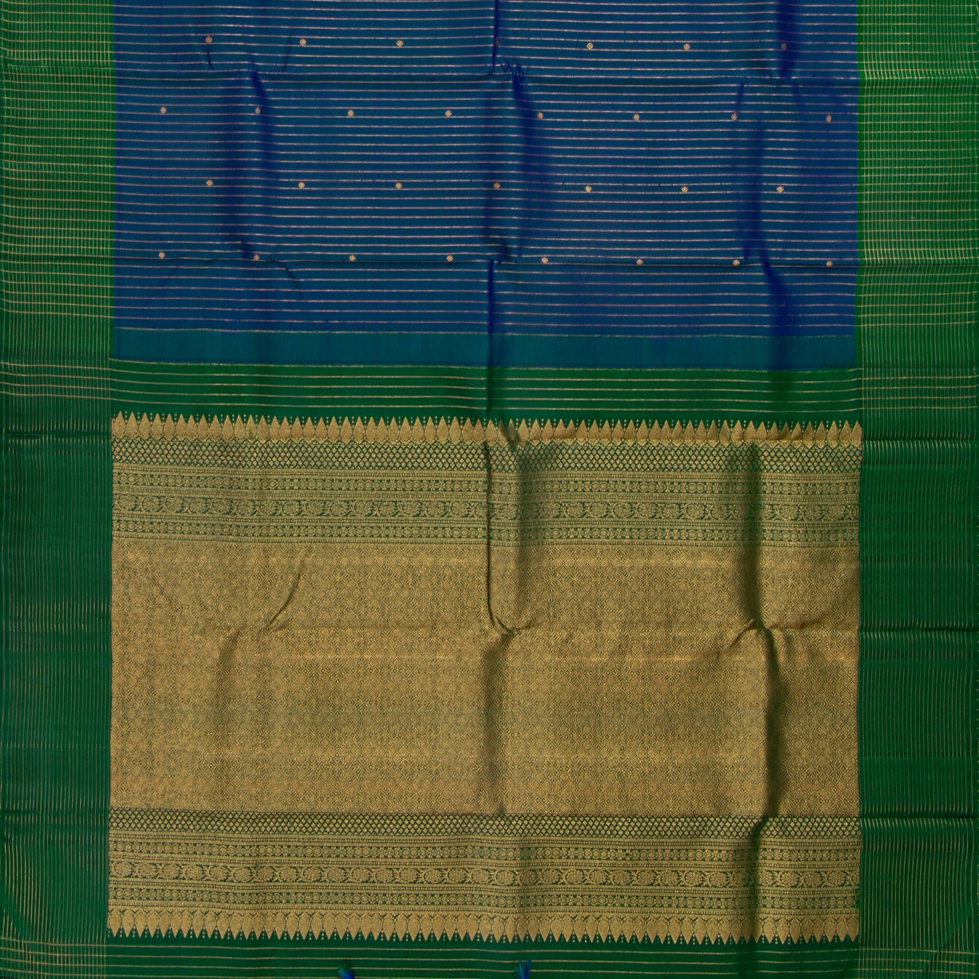 Mayilkazhuthu Blue With Green Kanchipuram Silk Saree For Festive Wear PV NYC 1804 - Silk Sari - Panjavarnam PV NYC 1804