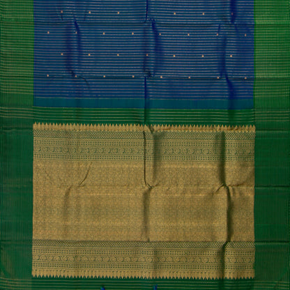 Mayilkazhuthu Blue With Green Kanchipuram Silk Saree For Festive Wear PV NYC 1804 - Silk Sari - Panjavarnam PV NYC 1804