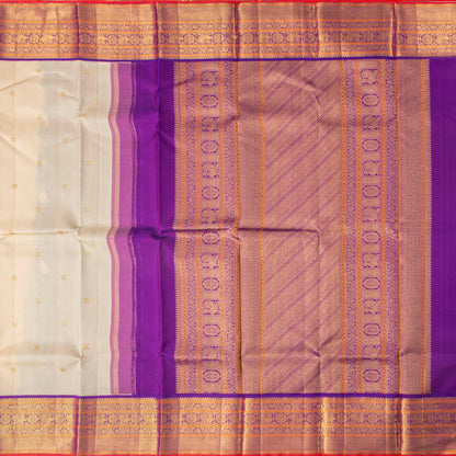 Off White And Purple Kanchipuram Silk Saree For Festive Wear PV NYC 1746 - Silk Sari - Panjavarnam PV NYC 1746