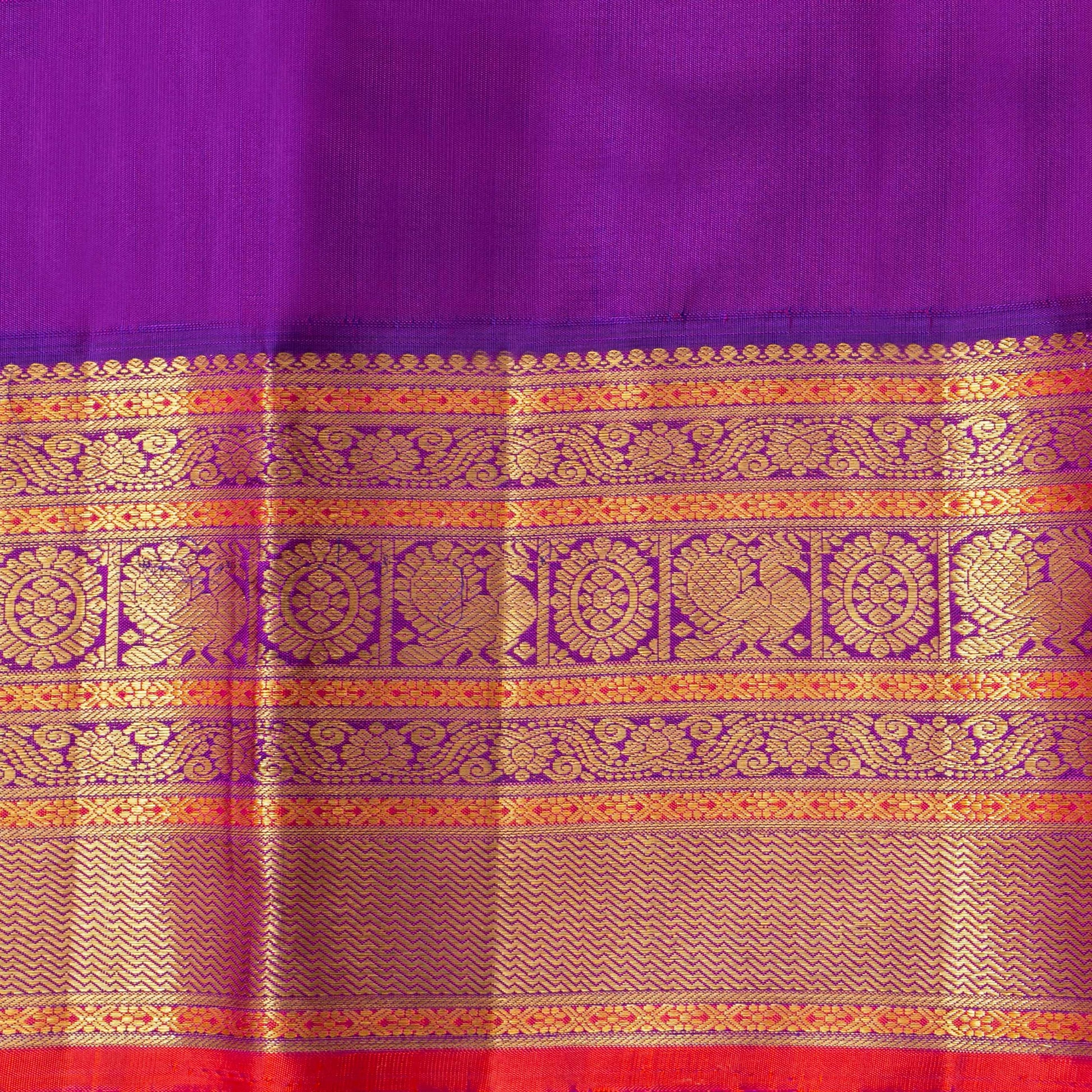 Off White And Purple Kanchipuram Silk Saree For Festive Wear PV NYC 1746 - Silk Sari - Panjavarnam PV NYC 1746