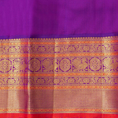 Off White And Purple Kanchipuram Silk Saree For Festive Wear PV NYC 1746 - Silk Sari - Panjavarnam PV NYC 1746