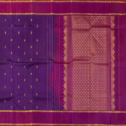 Purple And Magenta Kanchipuram Silk Saree For Festive Wear PV NYC 1872 - Silk Sari - Panjavarnam PV NYC 1872