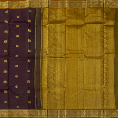 Brown And Mustard Kanchipuram Silk Saree For Festive Wear PV NYC 1744 - Silk Sari - Panjavarnam PV NYC 1744