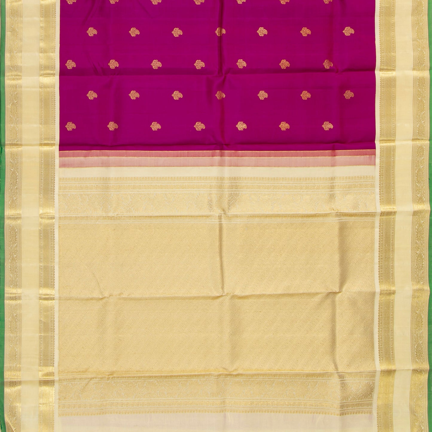 Pink And Off White Kanchipuram Silk Saree For Wedding Wear PV NYC 1794 - Silk Sari - Panjavarnam PV NYC 1794