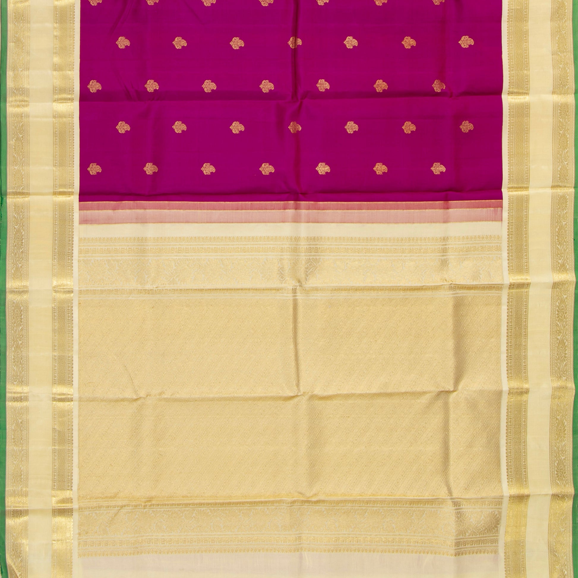 Pink And Off White Kanchipuram Silk Saree For Wedding Wear PV NYC 1794 - Silk Sari - Panjavarnam PV NYC 1794