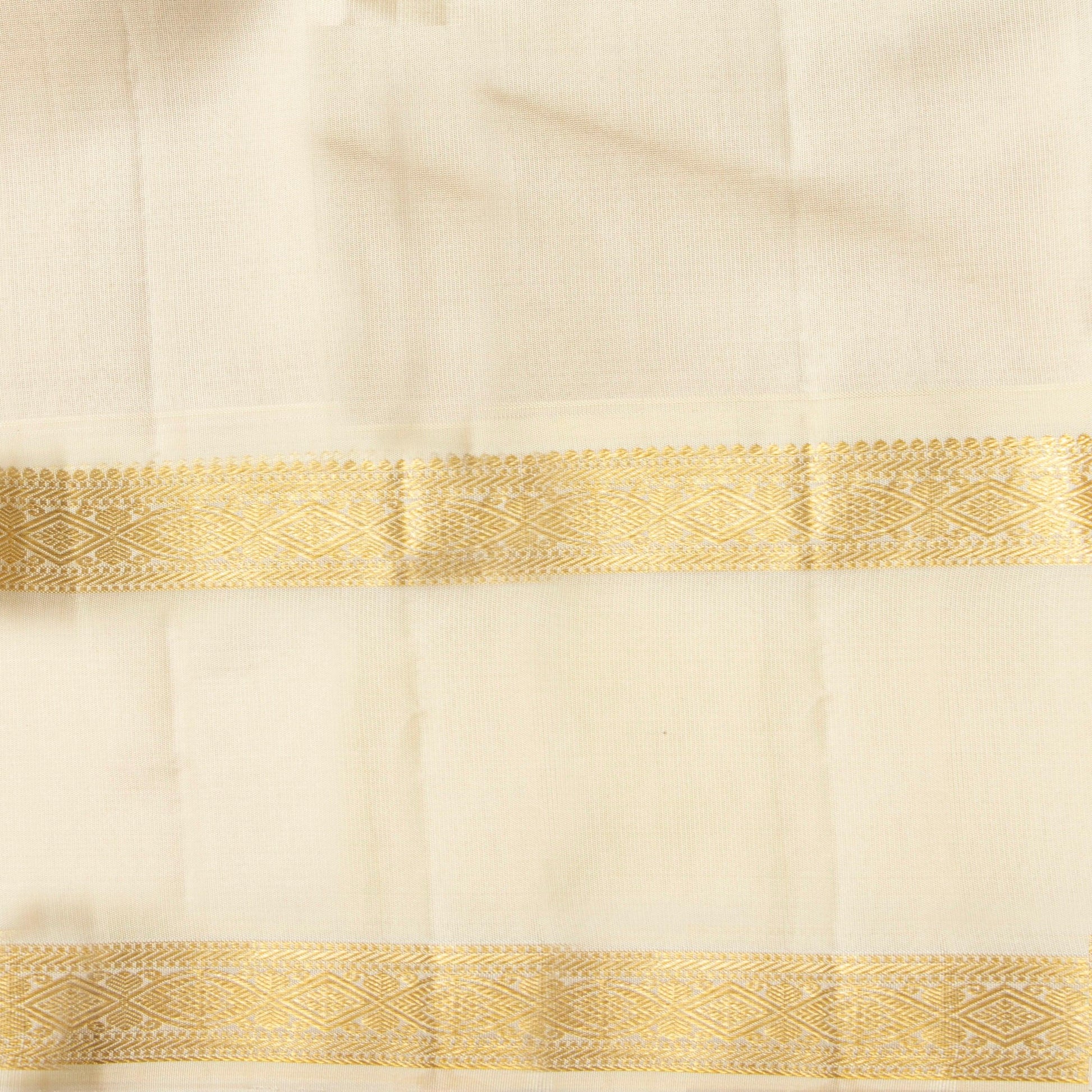 Pink And Off White Kanchipuram Silk Saree For Festive Wear PV NYC 1903 - Silk Sari - Panjavarnam PV NYC 1903