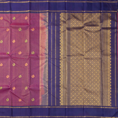 Magenta And Navy Blue Kanchipuram Silk Saree For Festive Wear PV NYC 1787