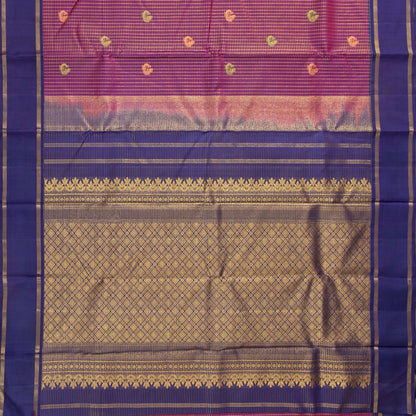 Magenta And Navy Blue Kanchipuram Silk Saree For Festive Wear PV NYC 1787