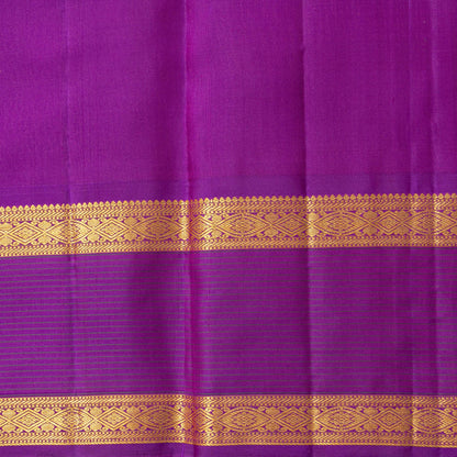 Sea Green And Purple Kanchipuram Silk Saree With Rettai Pettu Border For Festive Wear PV NYC 1847