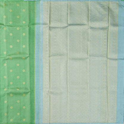 Pastel Green And Blue Kanchipuram Silk Saree With Arai Maadam Zari For Wedding Wear PV NYC 1809