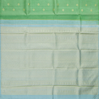 Pastel Green And Blue Kanchipuram Silk Saree With Arai Maadam Zari For Wedding Wear PV NYC 1809