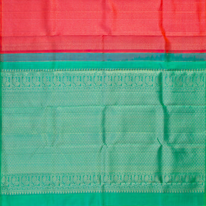 Pink And Turquoise Green Borderless Kanchipuram Silk Saree For Wedding Wear PV NYC 1823