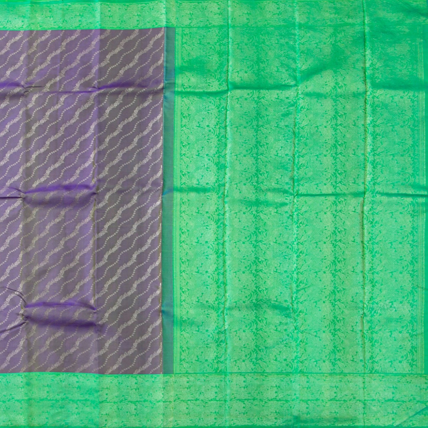 Mauve And Turquoise Kanchipuram Silk Saree With Silver Zari For Party Wear PV NYC 1752