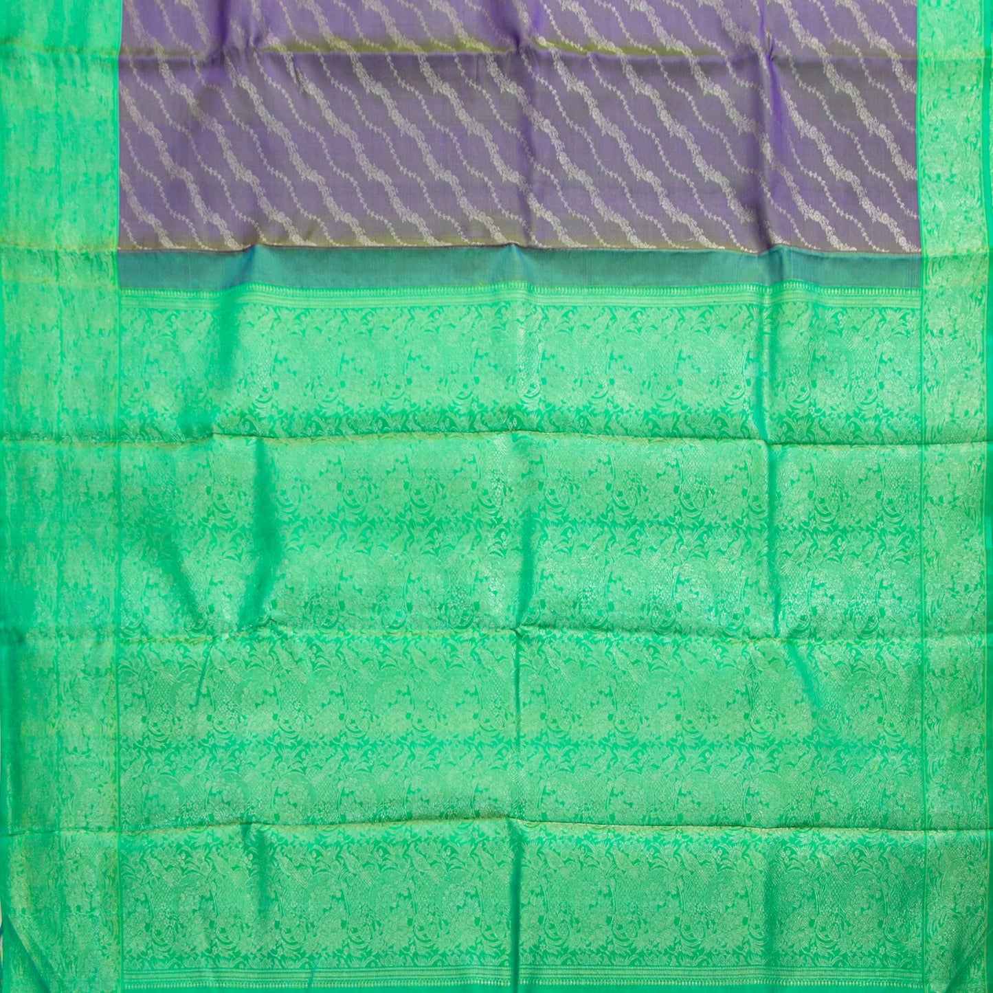 Mauve And Turquoise Kanchipuram Silk Saree With Silver Zari For Party Wear PV NYC 1752