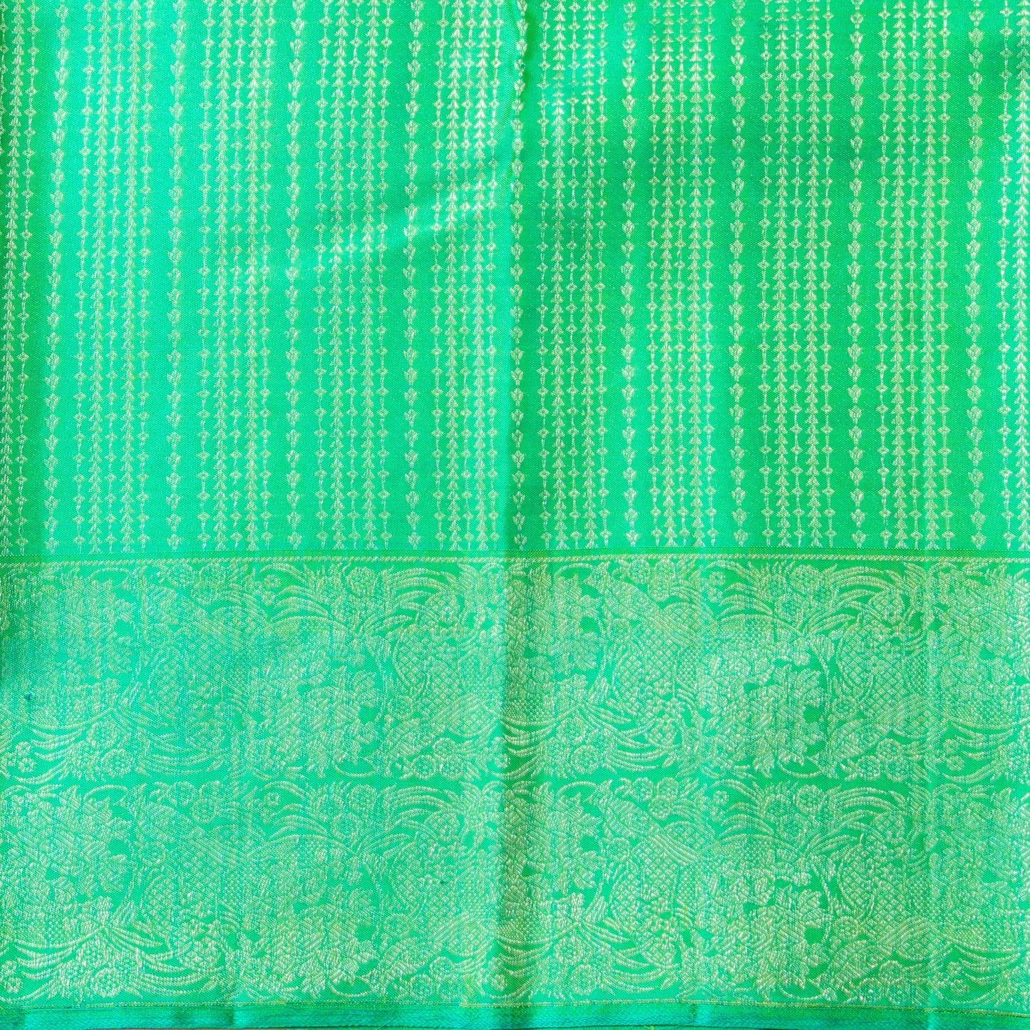 Mauve And Turquoise Kanchipuram Silk Saree With Silver Zari For Party Wear PV NYC 1752