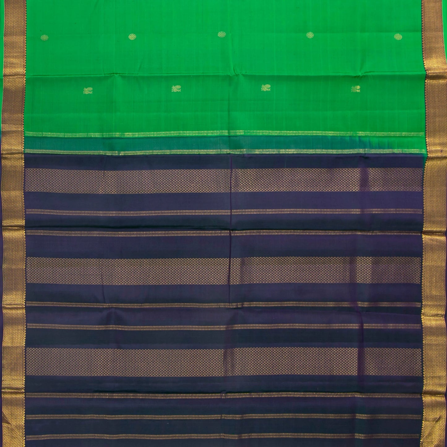Green And Navy Blue Kanchipuram Silk Saree For Festive Wear PV NYC 1773 - Silk Sari - Panjavarnam PV NYC 1773