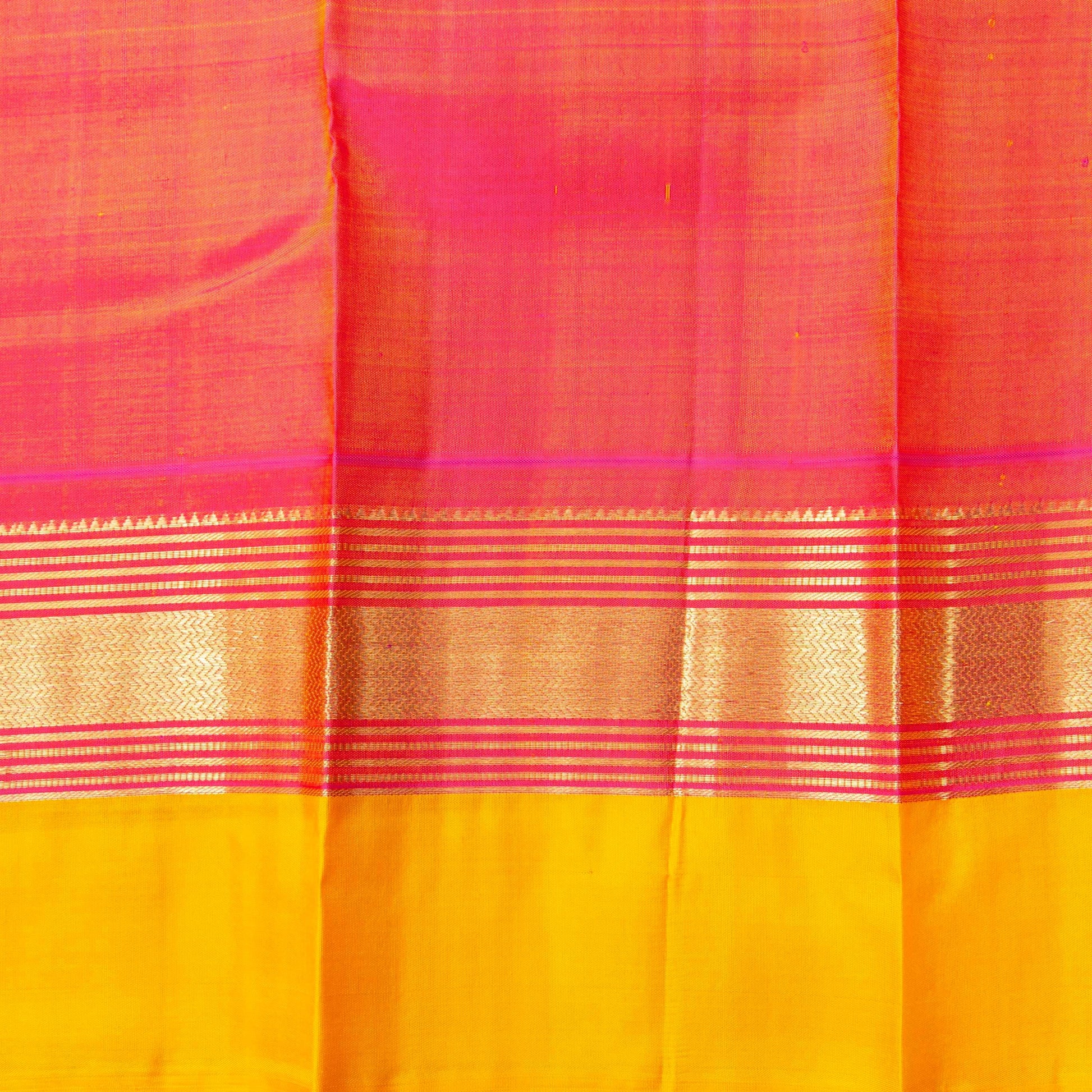 Green And Peach Kanchipuram Silk Saree For Festive Wear PV NYC 1936 - Silk Sari - Panjavarnam PV NYC 1936