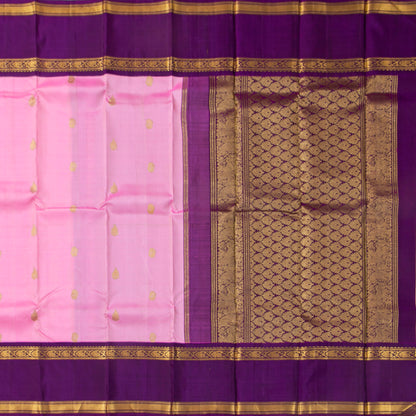 Lotus Pink And Violet Kanchipuram Silk Saree With Korvai Contrast Borders For Festive Wear PV NYC 1824