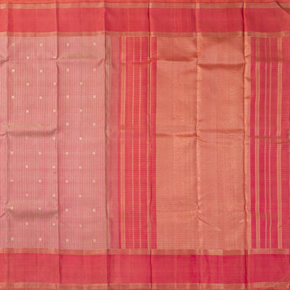 Pastel Pink And Peach Kanchipuram Silk Saree With Zari Checks For Festive Wear PV NYC 1835