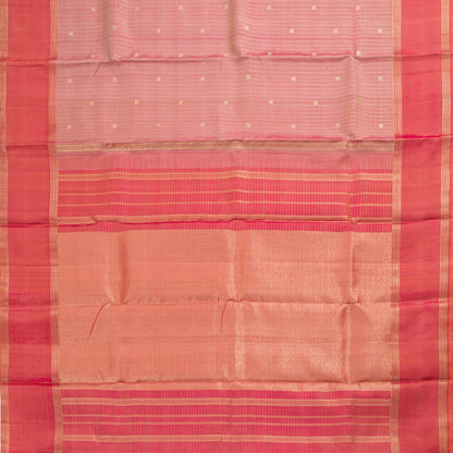 Pastel Pink And Peach Kanchipuram Silk Saree With Zari Checks For Festive Wear PV NYC 1835