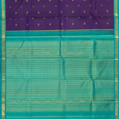 Purple And Turquoise Green Kanchipuram Silk Saree For Festive Wear PV NYC 1889