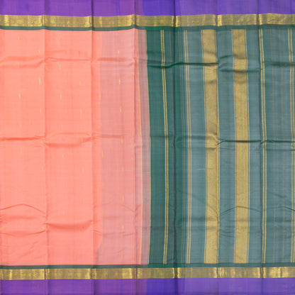 Pastel Peach And Lilac Kanchipuram Silk Saree For Festive Wear PV NYC 1857