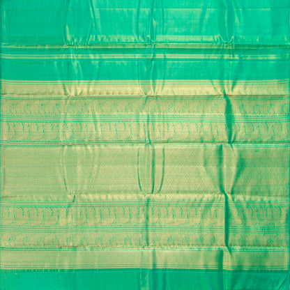 Teal Tissue Kanchipuram Silk Saree Without Border For Festive Wear PV NYC 1853