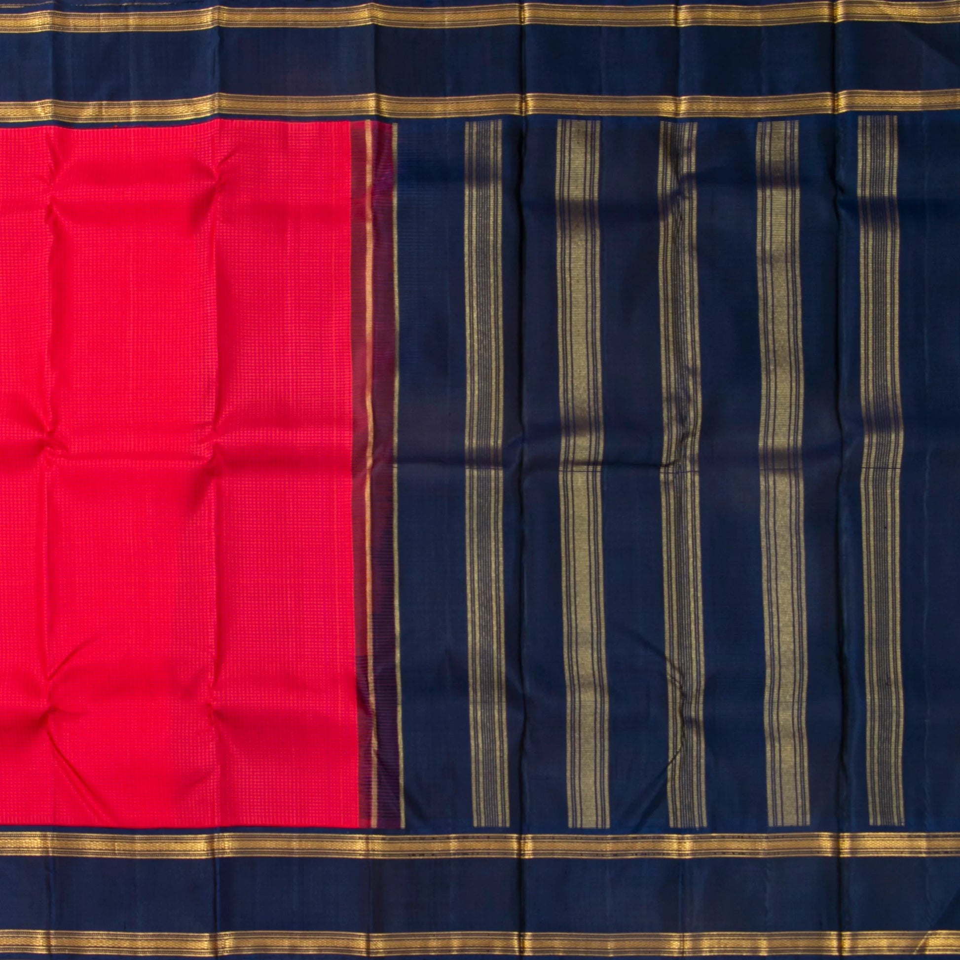 Pink And Navy Blue Kanchipuram Silk Saree For Festive Wear PV NYC 1905 - Silk Sari - Panjavarnam PV NYC 1905