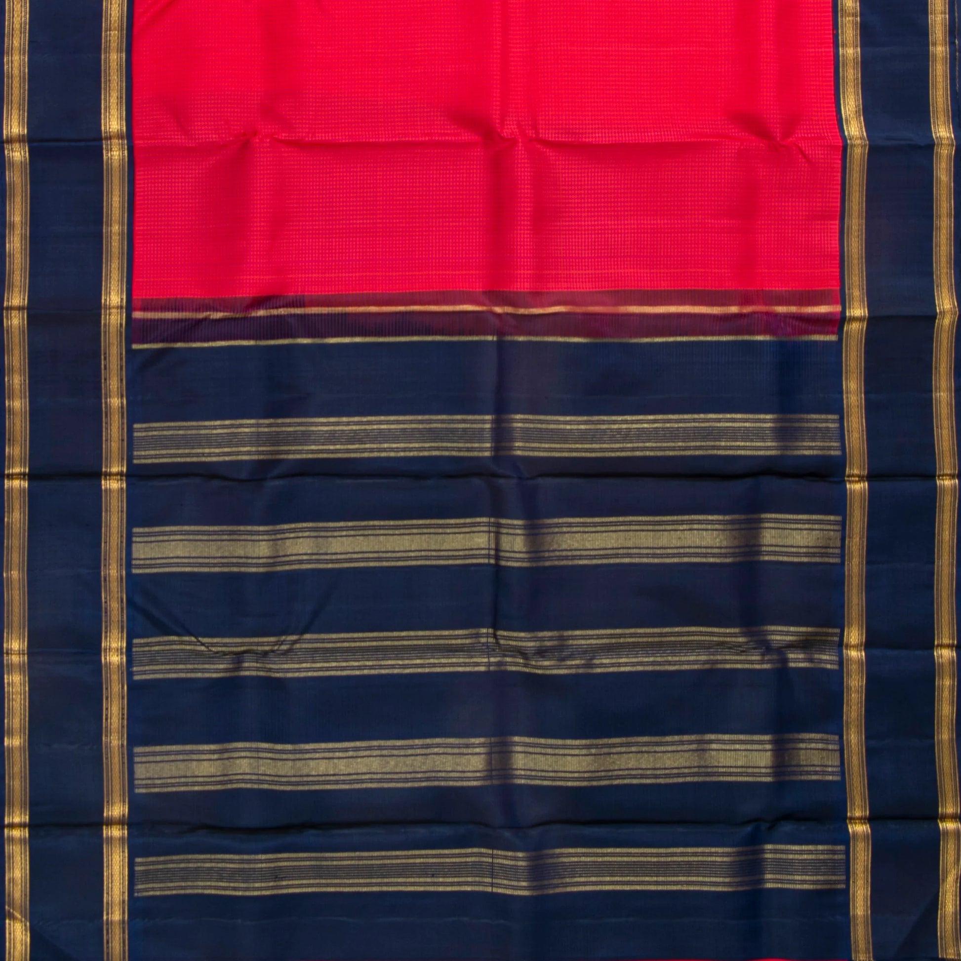 Pink And Navy Blue Kanchipuram Silk Saree For Festive Wear PV NYC 1905 - Silk Sari - Panjavarnam PV NYC 1905